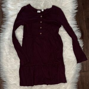 Burgundy Long Sleeve GAP Dress with Buttons